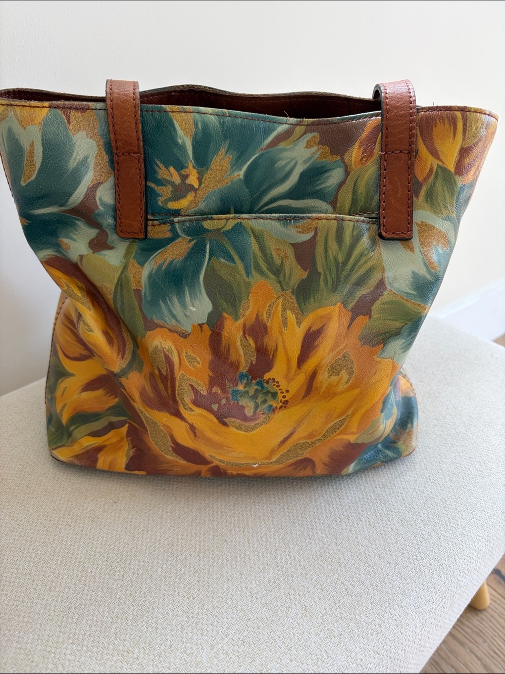 Patricia Nash Floral Canvas Shoulder Bag with Brown Leather Trim - Picture 2 of 7